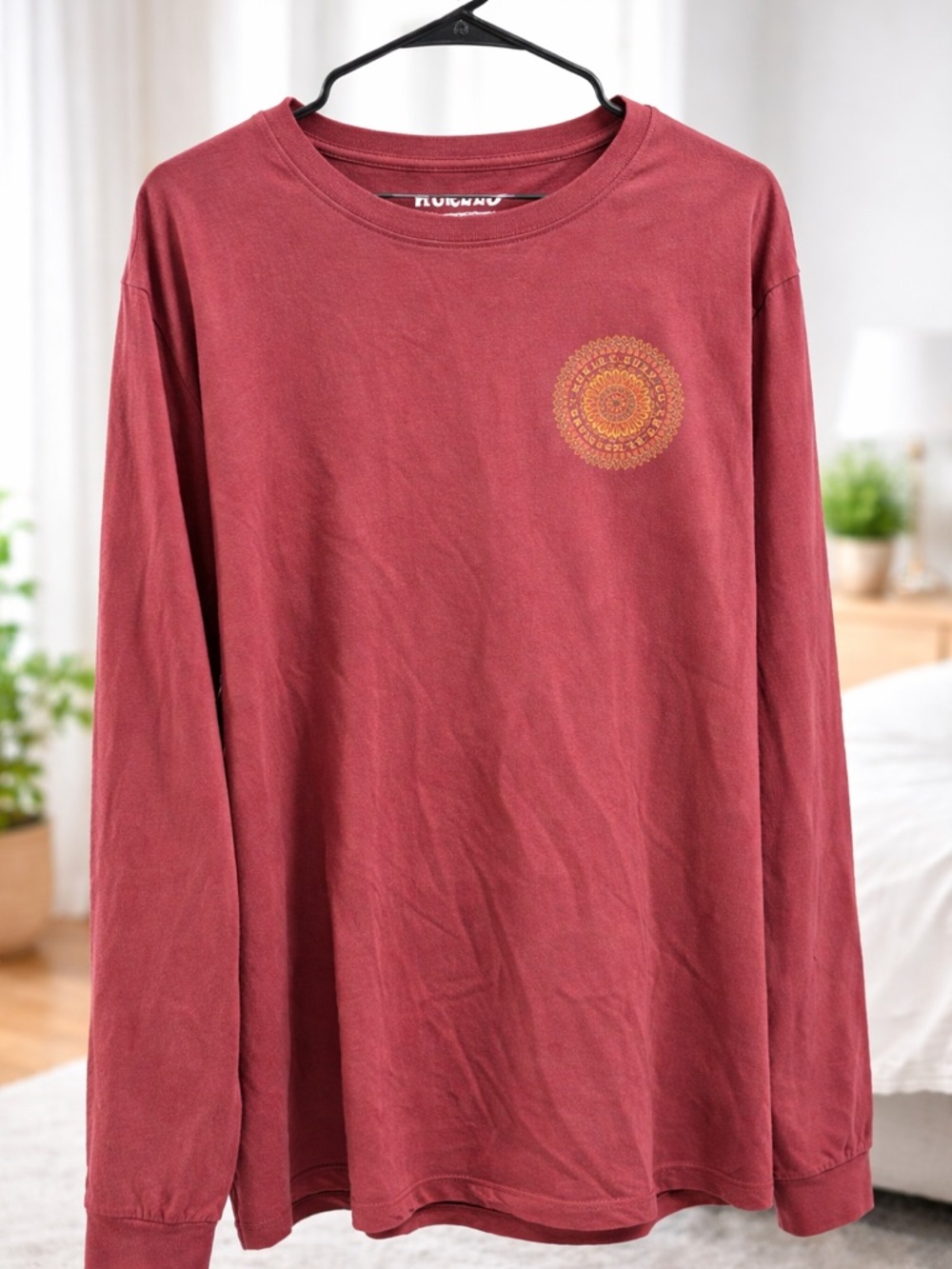 NWT Hurley Surf Co Long Sleeve Tee XXL Maroon Graphic Oversized